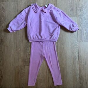 Adorable Peter Pan Collar Ruffle Sweatshirt Leggings Set